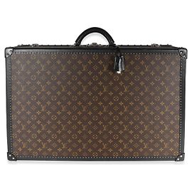 Malle Louis Vuitton Monogram Macassar & cuir noir Alzer 70 Marron