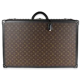 Louis Vuitton-Bauletto Louis Vuitton Macassar con monogramma e pelle nera Alzer 70-Marrone