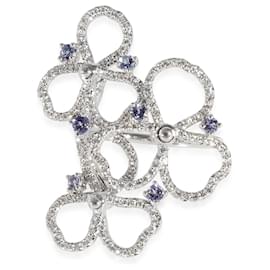 Tiffany & Co-TIFFANY & CO. Bague Paper Flowers avec tanzanite et diamant en platine 0.5 ctw-Argenté,Métallisé