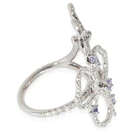 Tiffany & Co-TIFFANY & CO. Anello con tanzanite e diamanti con fiori di carta in platino 0.5 ctw-Argento,Metallico