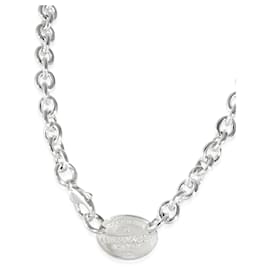 Tiffany & Co-TIFFANY & CO. Ritorna alla collana Tiffany con etichetta ovale in argento sterling-Argento,Metallico