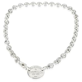 Tiffany & Co-TIFFANY & CO. Ritorna alla collana Tiffany con etichetta ovale in argento sterling-Argento,Metallico
