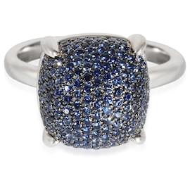 Tiffany & Co-TIFFANY & CO. Paloma Picasso Sugar Stack Blue Sapphire Ring in 18K white gold-Silvery,Metallic
