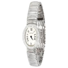 Cartier-Cartier Baignoire WB5095eu2 relógio feminino 18ouro branco kt-Prata,Metálico