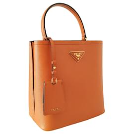 Prada-Prada Panier bag in orange Saffiano leather-Orange