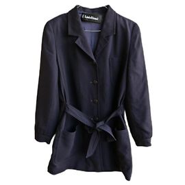 Louis Féraud Navy Blue Wool Belted Jacket Navy blue