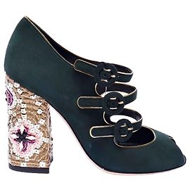 Sandales Dolce & Gabbana en daim vert foncé Vert foncé