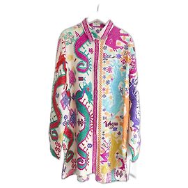 Camicia Etro in seta stampa drago Multicolore