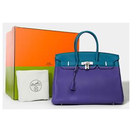 Hermès-Sac HERMES Birkin 35 en Cuir Bleu - 101733-Bleu
