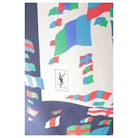 Saint Laurent-Sciarpa di seta quadrata-Multicolore