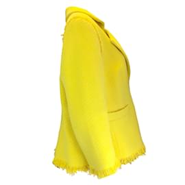 Autre Marque-Escada Yellow Bigis Silk Lined Cotton Tweed Blazer in Limoncello-Yellow