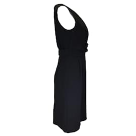 Autre Marque-Max Mara Black Sleeveless V-Neck Crepe Midi Dress-Black