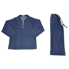 Valentino Conjunto de blusa e calça Chambray Denim Vlogo Outro