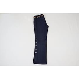 Escada-Indigo foncé T.N.-O. 2000s Boot Cutc Grommet jean taille haute/Un pantalon-Autre