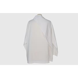 Hermès-White Tie Neck Long Sleeve Top-White
