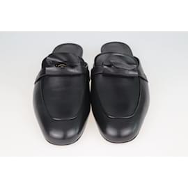 Hermès-Black Leather Oz Mules-Black