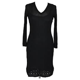 Missoni-Black Lace Longsleeve Midi Dress-Black