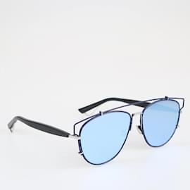 Dior-Blue & Black Technologic Cut Out Aviator Sunglasses-Black