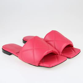 Bottega Veneta-Bottega Veneta - Chaussures plates roses Intrecciato Lido Slide-Rose