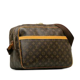 Louis Vuitton-Brown Louis Vuitton Monogram Reporter GM Crossbody Bag-Brown