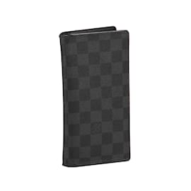 Louis Vuitton-Black Louis Vuitton Damier Graphite Brazza Long Wallets-Black
