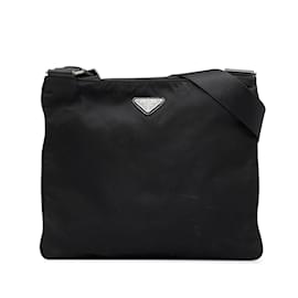 Prada-Black Prada Tessuto Crossbody Bag-Black