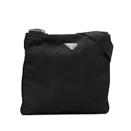 Prada-Black Prada Tessuto Crossbody Bag-Black