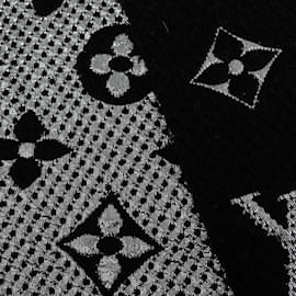 Louis Vuitton-Black Louis Vuitton Logomania Wool Shine Scarf Scarves-Black