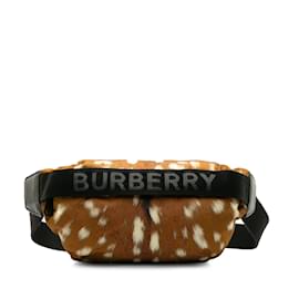 Burberry-Braune Burberry-Gürteltasche aus Nylon mit Logo-Print-Braun