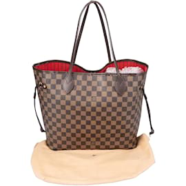 Louis Vuitton-Louis Vuitton Damier Ebene Monogram Neverfull MM Shopper Sac-Marron