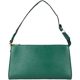 Louis Vuitton-Louis Vuitton Sac à main Pochette Accessoire en cuir épi vert-Vert