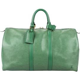 Louis Vuitton-Louis Vuitton Keepall de couro Epi verde 45-Verde
