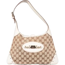 Gucci-Gucci GG Monogram Punch Jackie Shoulder Bag-Beige