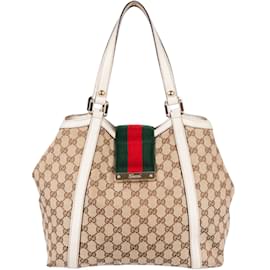Gucci-Gucci GG Monogram New Ladies Shopper Bag-Beige