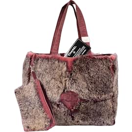 Chanel-Chanel Rabbit Fur Mini Shopper Bag-Pink