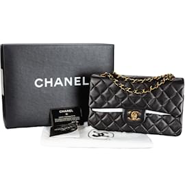 Chanel-Chanel Quilted Lambskin 24K Gold Small Double Flap Bag-Brown