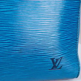 Louis Vuitton-Louis Vuitton Keepall de couro Epi azul 45-Azul