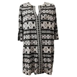 Diane Von Furstenberg-DvF tunic dress with celtic love-knot design-Black,White