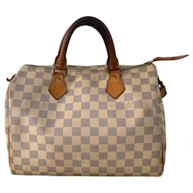 Louis Vuitton-Speedy bag 30 Damier Azur Louis Vuitton-White,Grey,Cream,Eggshell,Light blue,Turquoise