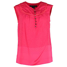 Marc Jacobs Top sem mangas abotoado em seda rosa Rosa
