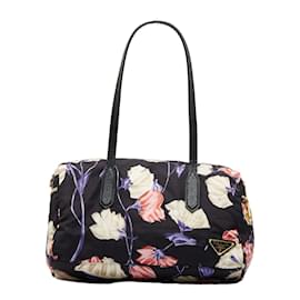 Prada-Borsa a tracolla in tessuto floreale BL0567-Nero