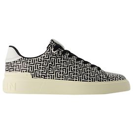 Baskets B-Court - Balmain - Cuir - Noir Noir