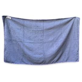 Christian Dior-Vintage Blue Monogram Cotton Oblique Pool Beach Towel-Blue