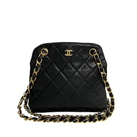 Chanel-Quilted CC Chain Crossbody Bag-Black