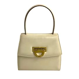 Céline-Sac à main en cuir Celine Sac à main en cuir en bon état-Blanc