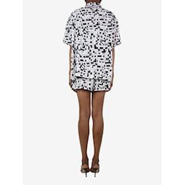 Diane Von Furstenberg-Ensemble chemise et short blanc imprimé mots croisés - taille S-Blanc