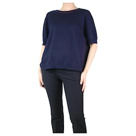 Miu Miu-Navy blue short-sleeved sweater - size UK 12-Blue