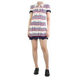 Casablanca Robe en maille crochet à rayures multicolores - taille S Multicolore