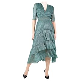Maje-Green lurex ruffled dress - size UK 10-Green