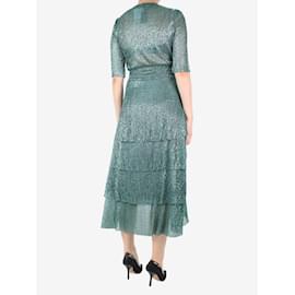 Maje-Green lurex ruffled dress - size UK 10-Green